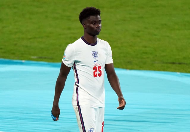 Bukayo Saka (pictured), Jadon Sancho and Marcus Rashford received racist abuse online after the Euro 2020 final (Mike Egerton/PA).