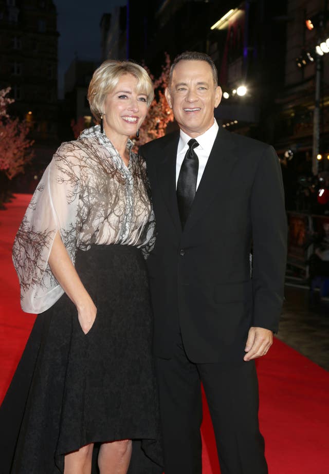 Emma Thompson and Tom Hanks at the gala screening of Saving Mr Banks, the closing film of the 57th BFI London Film Festival at Odeon Leicester Square, London.