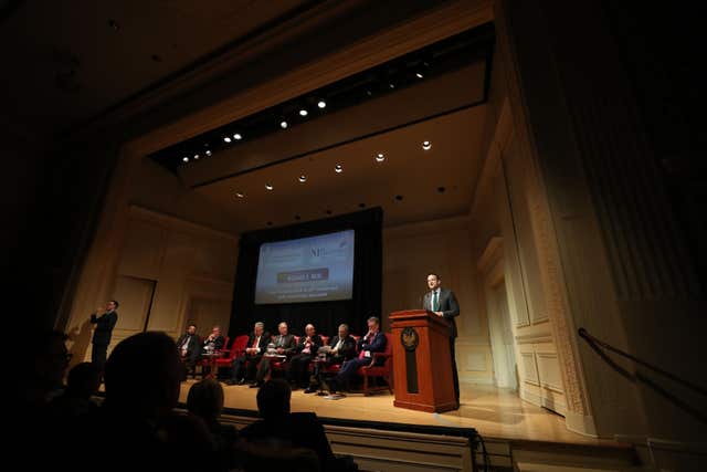 Leo Varadkar speaking at the Library of Congress in Washington DC (Niall Carson/PA)