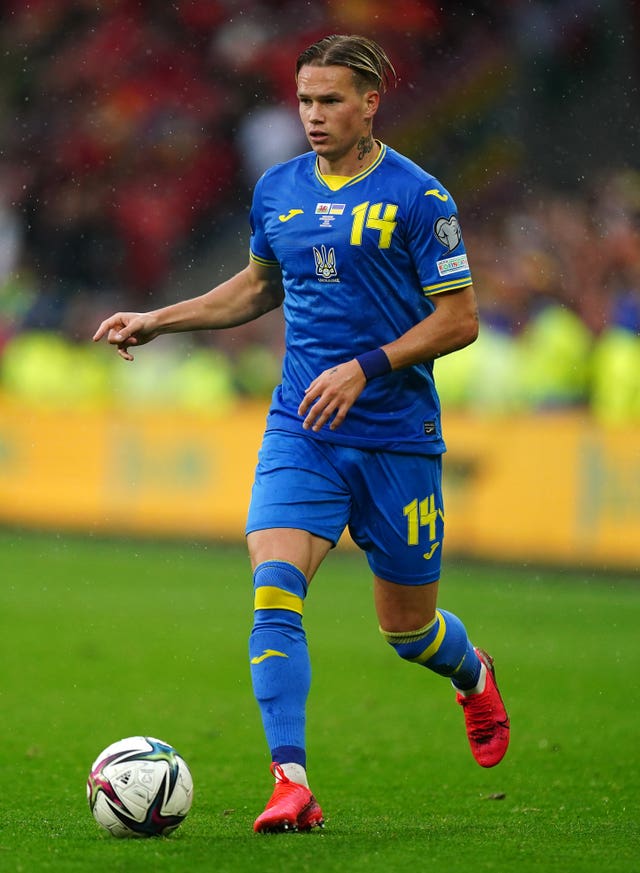 Ukraine’s Mykhaylo Mudryk during the FIFA World Cup 2022 Qualifier play-off final match at Cardiff City Stadium, Cardiff.