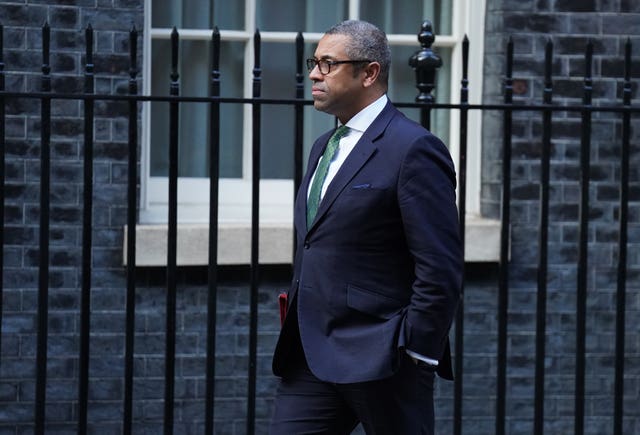 Foreign Secretary James Cleverly leaves Downing Street