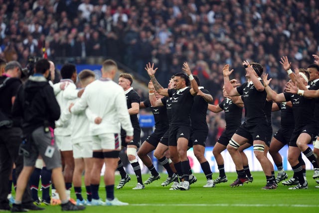 New Zealand perform the Haka ahead of their match with England