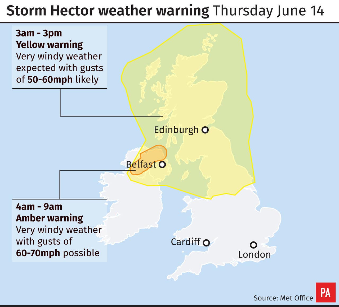 Weather warnings upgraded as Storm Hector brings strong winds Jersey Evening Post