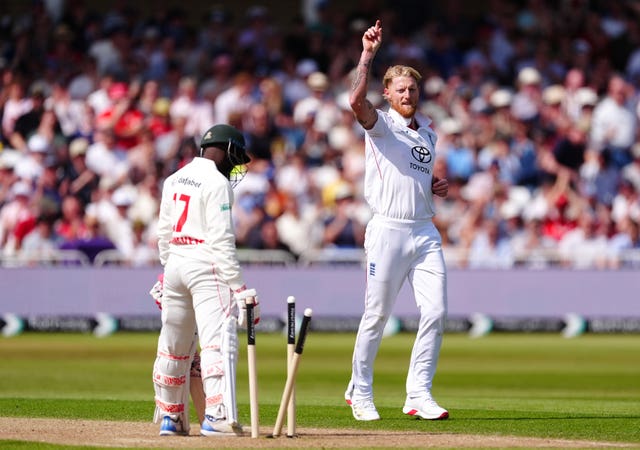 Ben Stokes celebrates the wicket of Zimbabwe’s Wessly Madhevere 