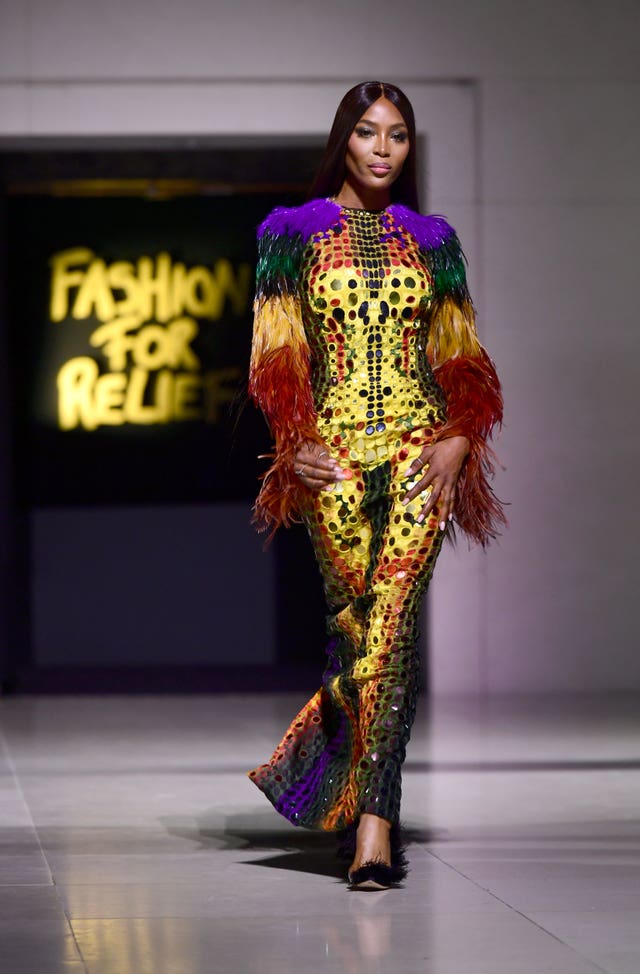 Naomi Campbell during a Fashion For Relief Gala runway show 