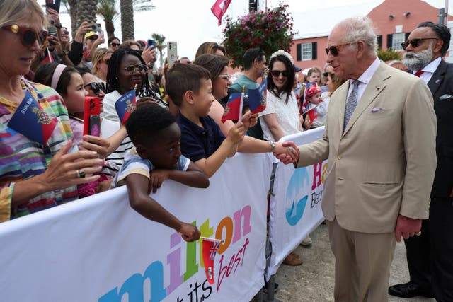 he King greets members of the public outside the Royal Bermuda Yacht Club