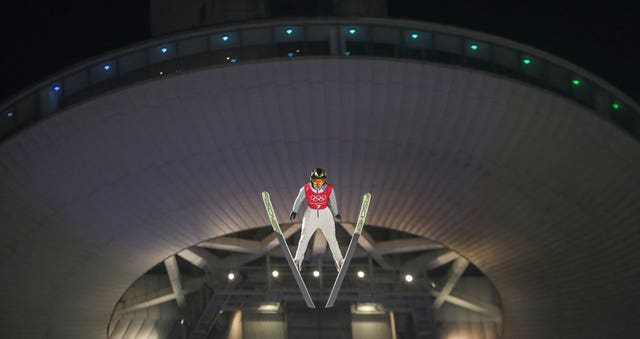 Alexandra Kustova of Olympic Athletes from Russia soars into the sky at the Winter Olympics in Pyeongchang. The participation of Russian athletes overshadowed the build-up and much of the Games themselves, following the Sochi 2014 doping scandal. Those representing Olympic Athletes from Russia had to receive special dispensation to compete