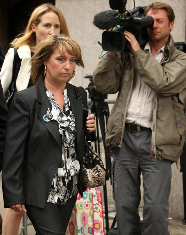 Denise Fergus leaves the Old Bailey, in central London in July 2010, following Jon Venables’s appearance by videolink to enter pleas to charges of downloading and distributing indecent images of children (PA)