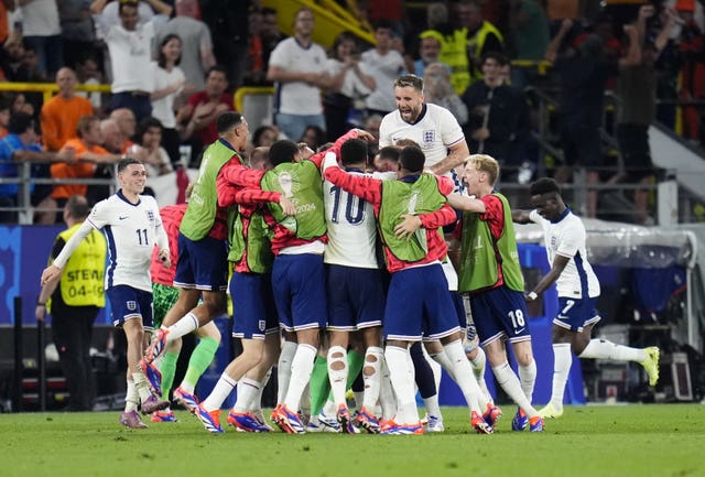 England celebrate Ollie Watkins' winner against the Netherlands