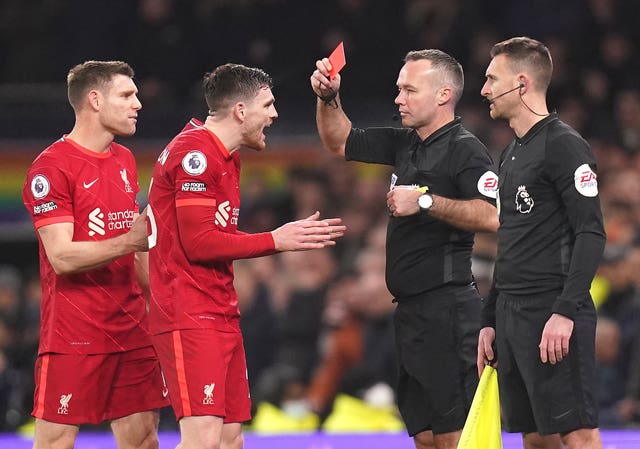 Andy Robertson was sent off