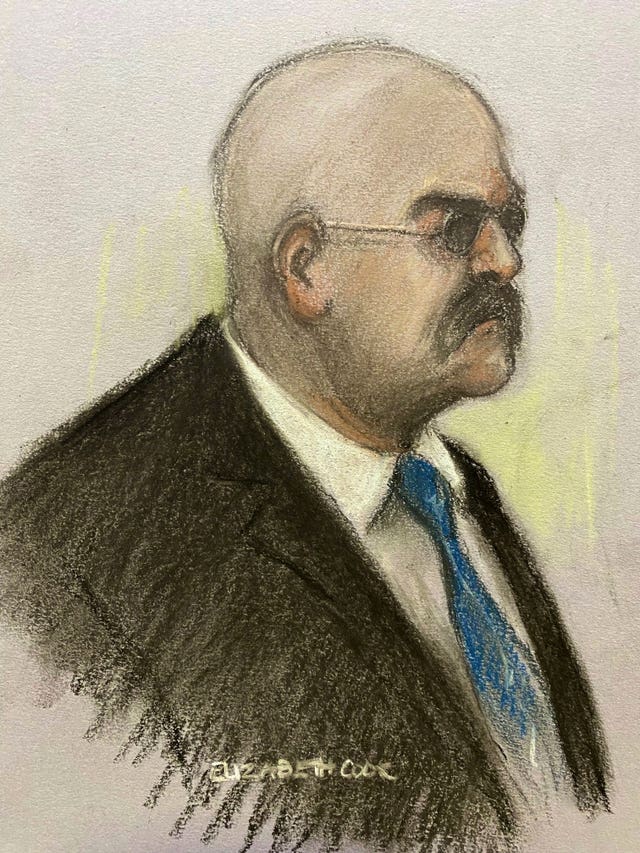 Court artist sketch of notorious inmate Charles Bronson. 