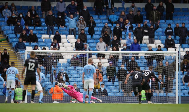 Ederson saves the spot-kick