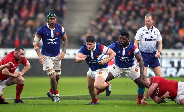 Julien Marchand, centre, is one of a number of France players to test positive for coronavirus