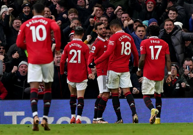 Manchester United players celebrate