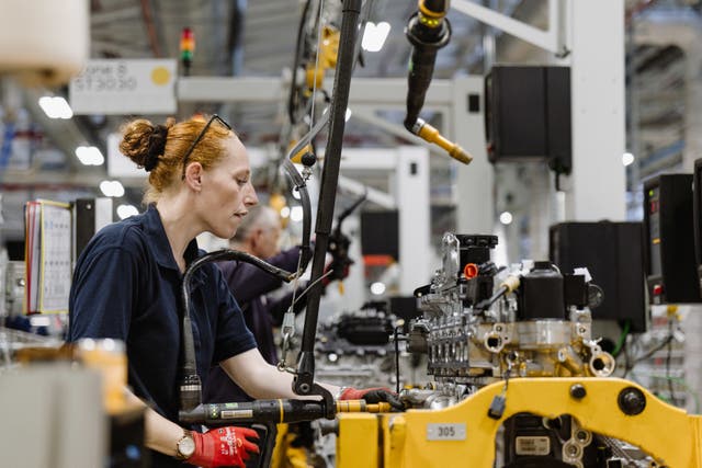 A worker in the Jaguar Land Rover Wolverhampton factory