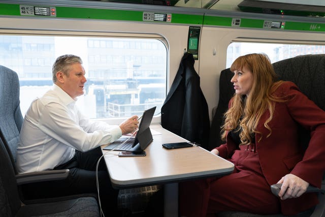 Keir Starmer and Angela Rayner on a train