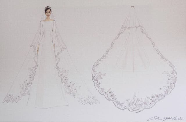 One of designer Clare Waight Keller’s sketches for Meghan Markle’s wedding dress (Kensington Palace/Twitter/PA)