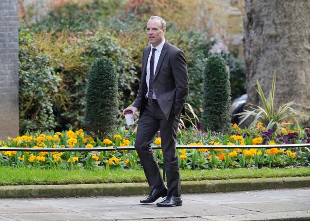 Dominic Raab arriving at 10 Downing Street 
