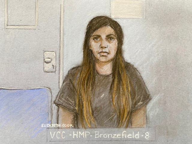 Court artist sketch of Beinash Batool 