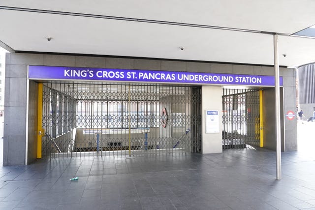 Barriers down at Kings Cross St Pancras underground station in London