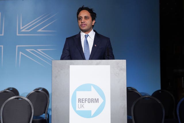 Reform UK party chairman Zia Yusuf speaks during a Reform UK press conference 