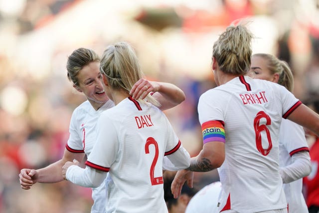 England celebrate Ellen White's winner