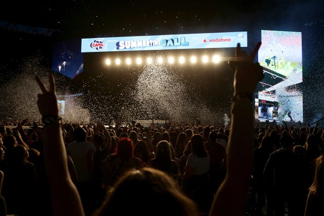 A general view as Avicii performs on stage during Capital FM’s Summertime Ball at Wembley Stadium in 2015