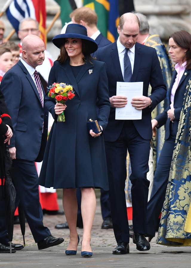 The Duke and Duchess of Cambridge after the service (Joe Giddens/PA)