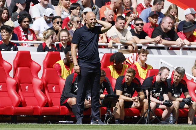 Liverpool head coach Arne Slot stands on the touchline