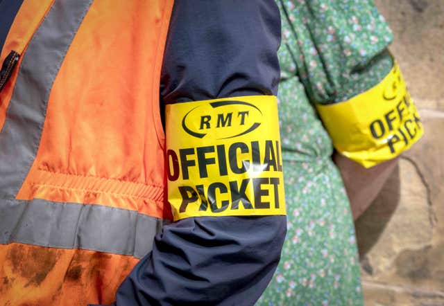 RMT members on the picket line 