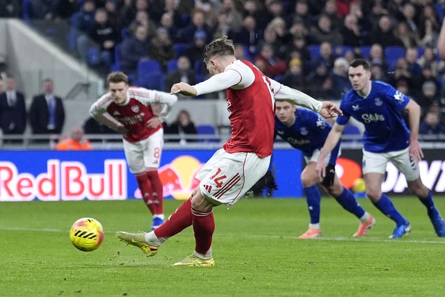 Arsenal striker Viktor Gyokeres scores a penalty