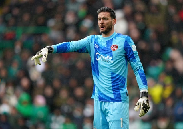 Heart of Midlothian’s Craig Gordon during a William Hill Premiership match against Celtic