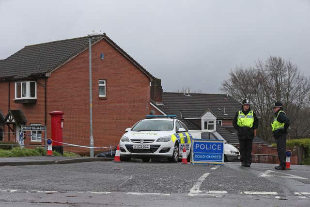 A police cordon remains in place on Christie Miller road in Salisbury (Jonathan Brady/PA)