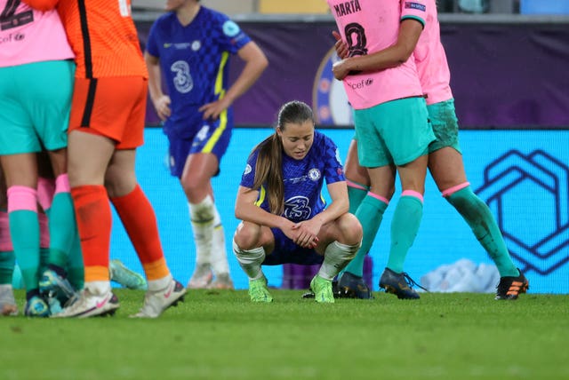 Chelsea's Fran Kirby appears dejected after defeat in Gothenburg 