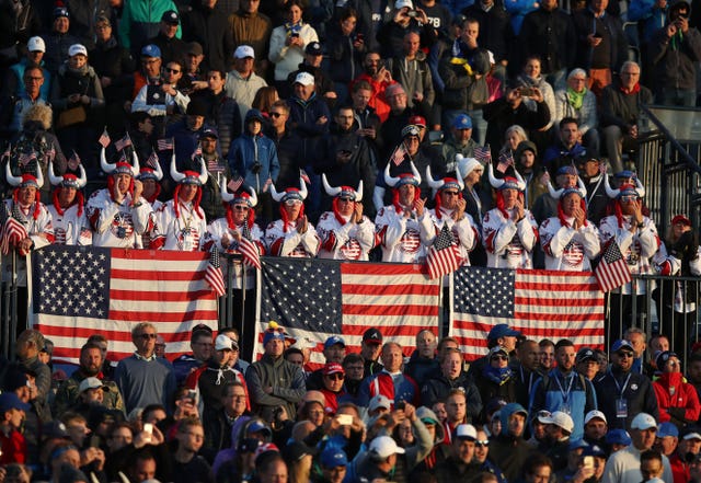 USA fans on day two of the Ryder Cup