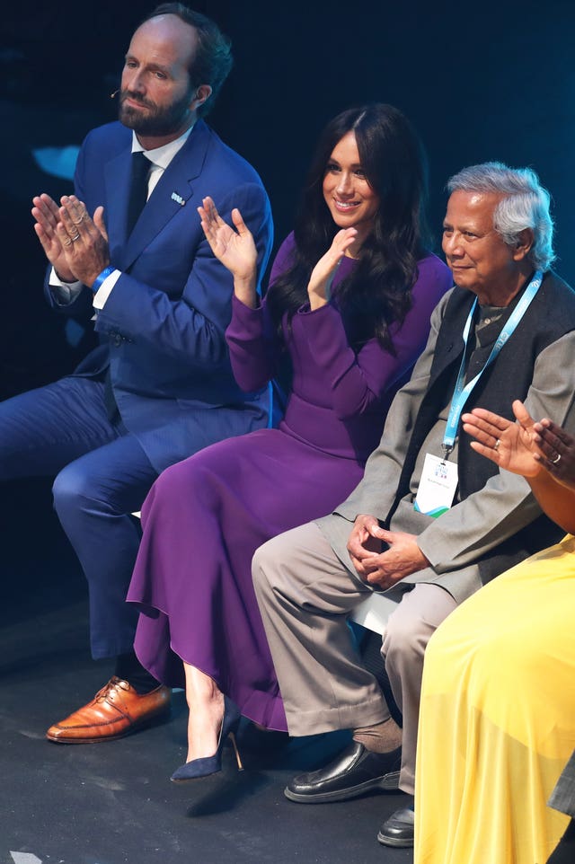 The Duchess of Sussex attends the opening ceremony of the One Young World summit at the Royal Albert Hall 