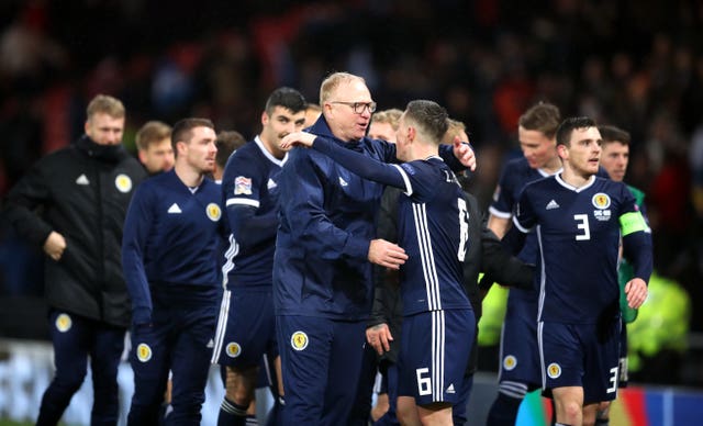 Scotland celebrate the Nations League win over Israel that earned them a home play-off berth