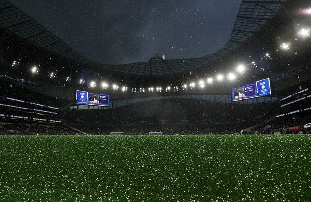 A hailstorm hit the new stadium before kick-off