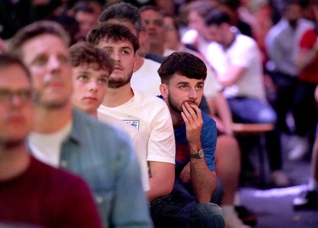 Fans watching England v Denmark