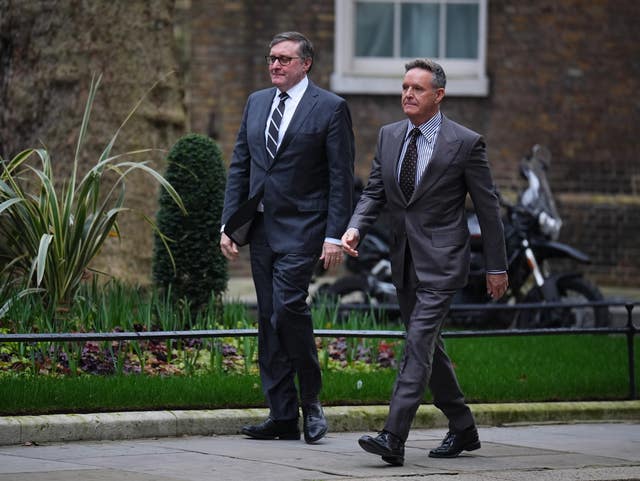 US special envoy to the UK Mark Burnett (right) and charges d’affaires Matthew Palmer arriving in Downing Street