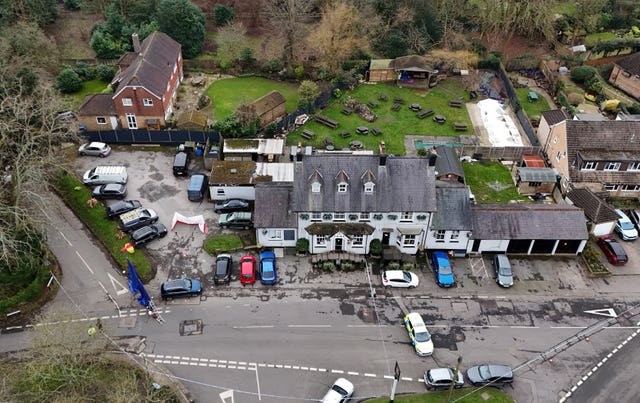 Three Horseshoes pub from the air