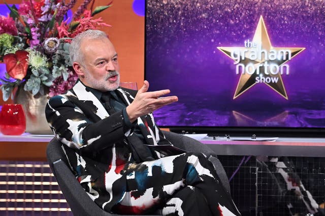 Graham Norton on the set of his talk show