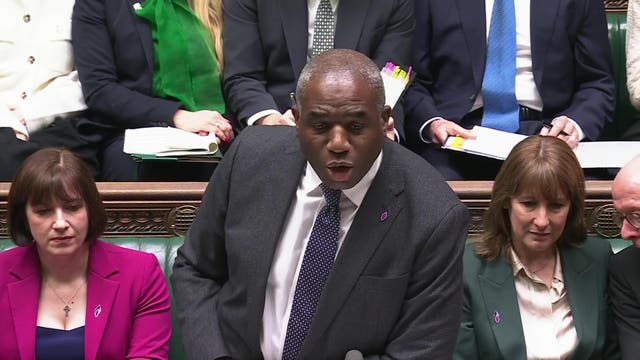 David Lammy standing while speaking in the Commons