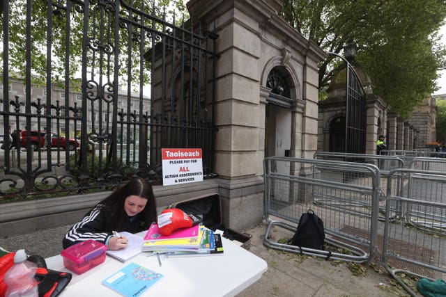Disability campaigner Cara Darmody, 14, staging a protest