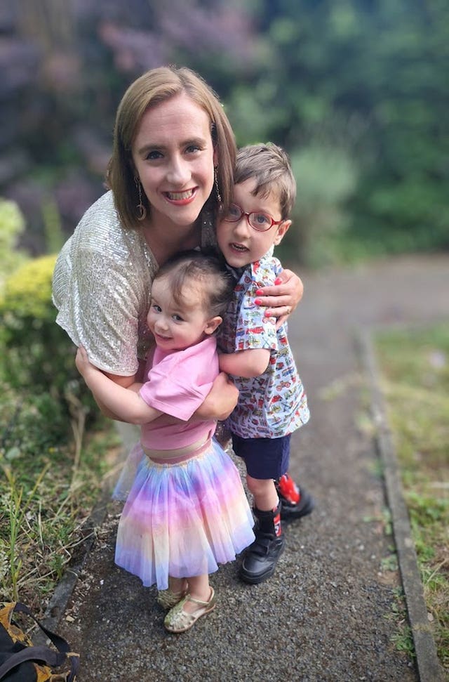 Harriet Edwards with her two children