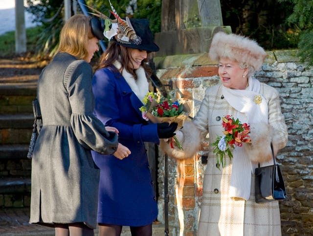 The princesses with their grandmother Queen Elizabeth II (