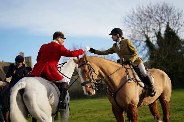 Riders during the annual North Cotswold Boxing Day hunt in Broadway, Worcestershire 