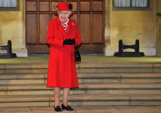 The Queen in the quadrangle at Windsor Castle 