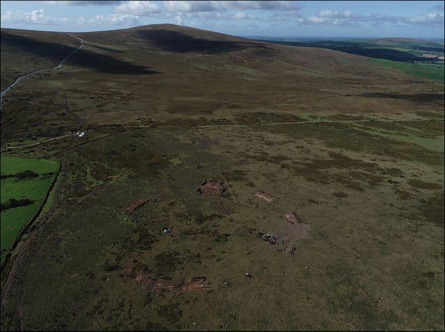 The stone circle discovered in the Preseli Hills from above (Adam Stanford/Antiquity Journal/PA)