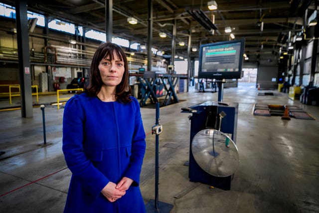 Nichola Mallon at the Balmoral MOT centre in Belfast